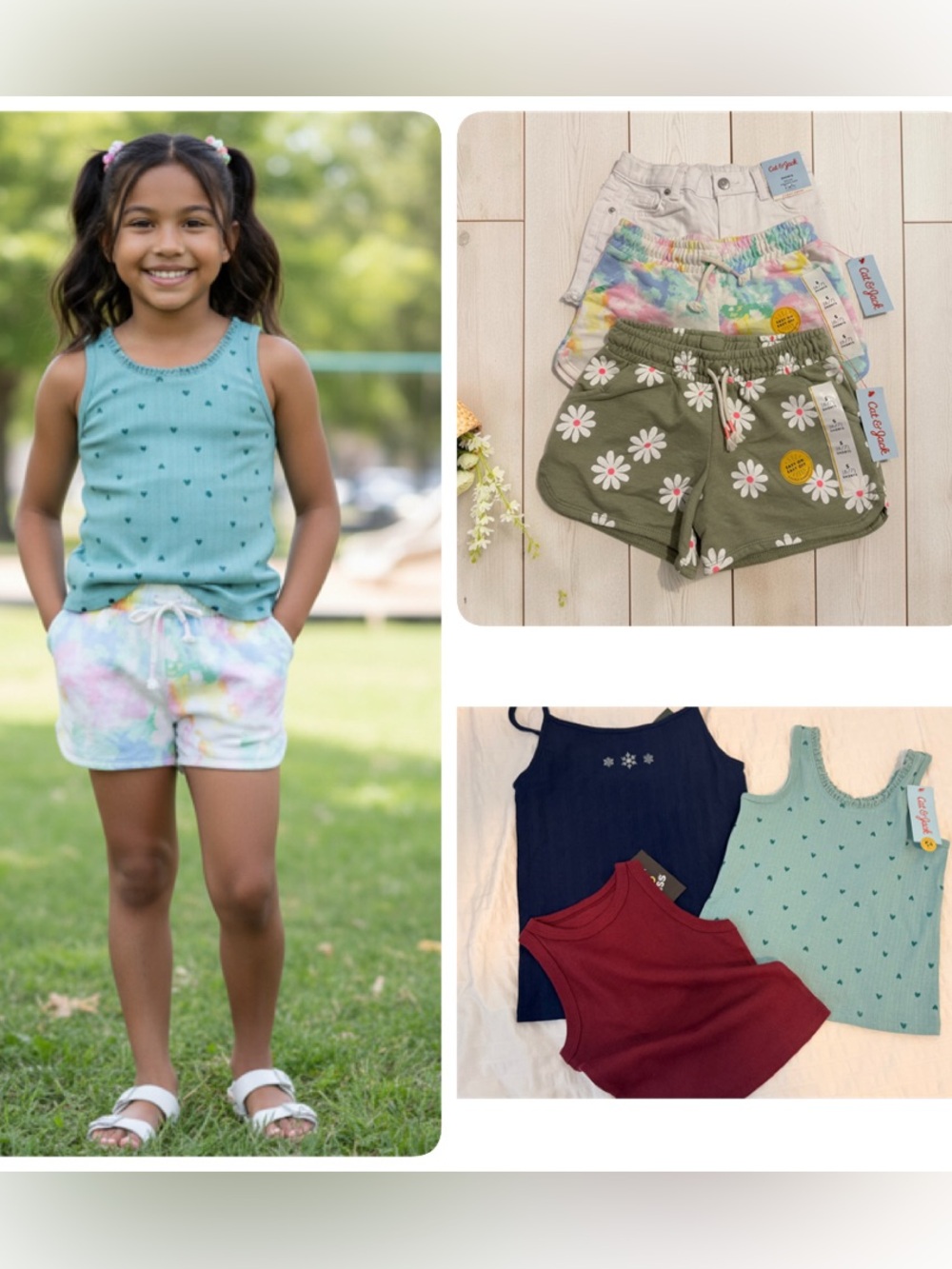 Cat & Jack Girls Mix & Match Summer Lot 6pc NWT Size S (6/7) Shorts & Tanks